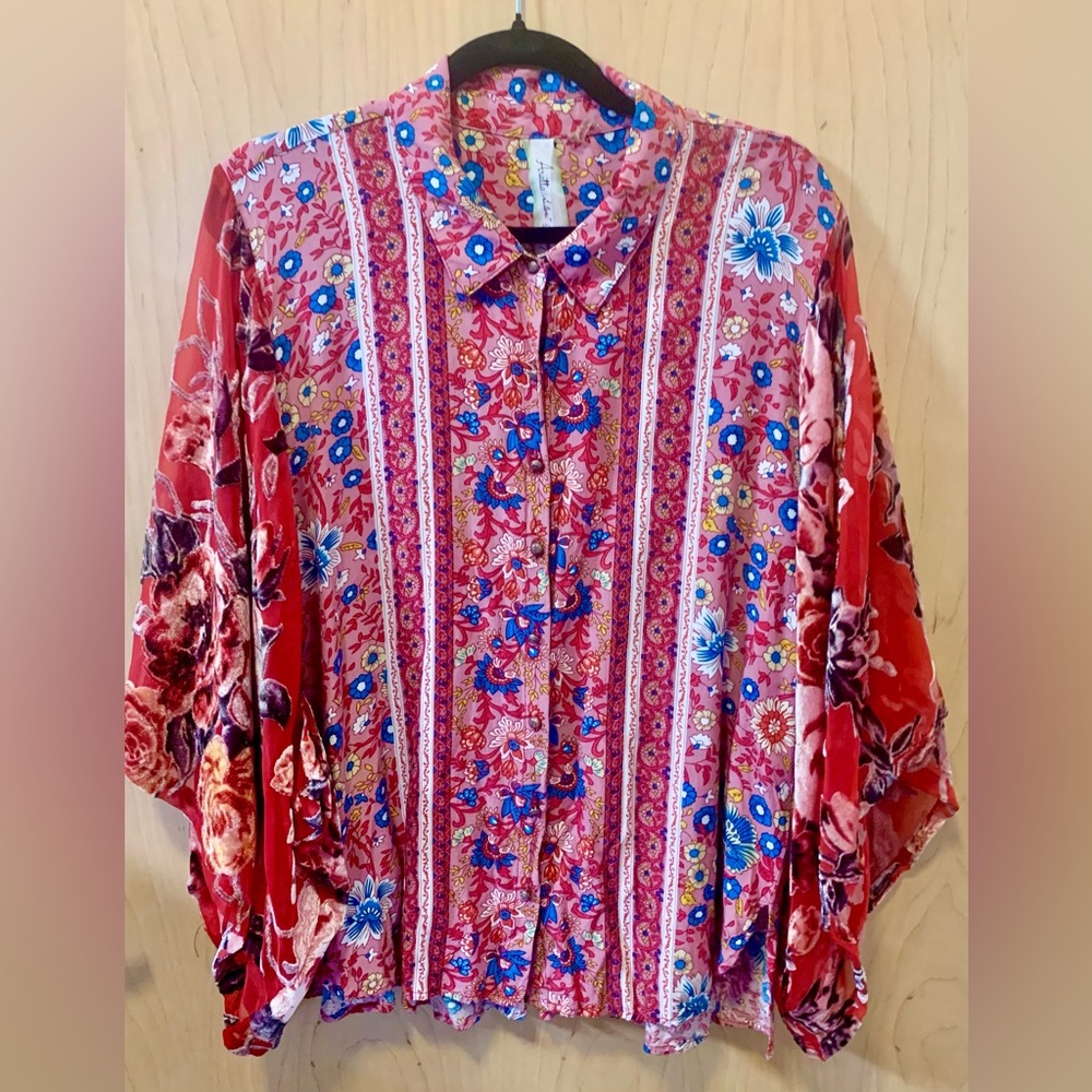 Aratta Silent Journey Floral Button Down Blouse